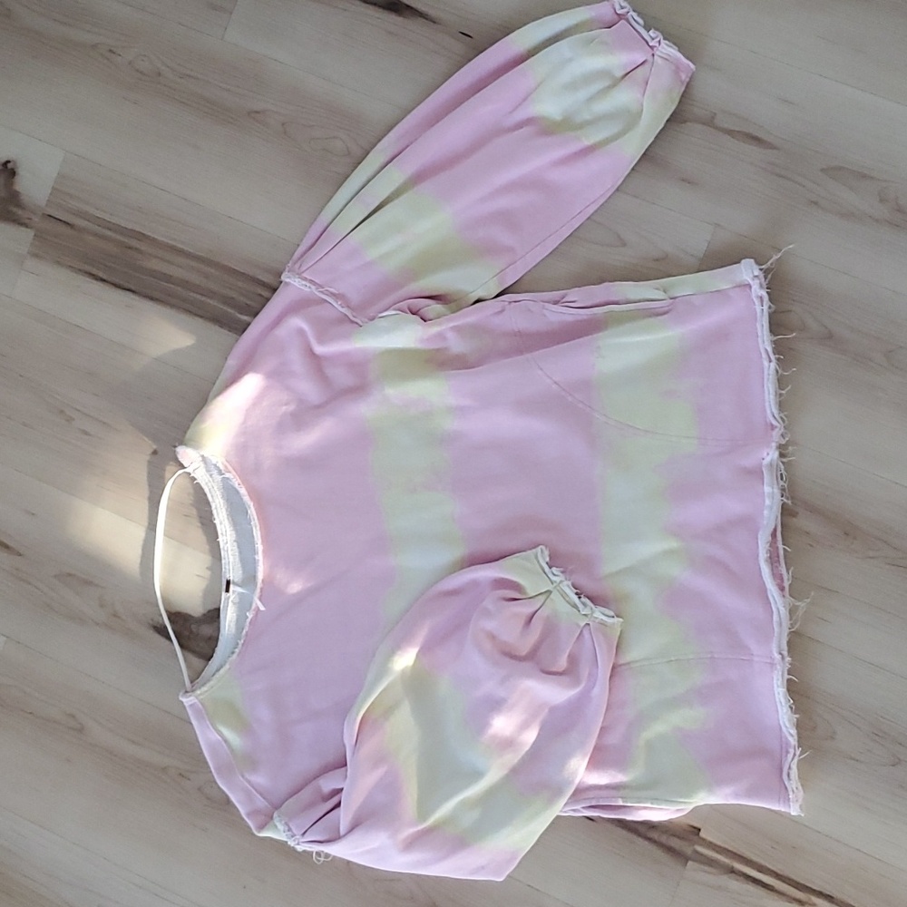 Free People Pink and Yellow Tie-Dye Sweatshirt
